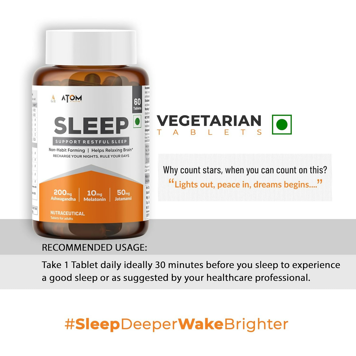 As-It-Is Atom Sleep Non-Addictive Sleep-Aid Veg Tablets | Swadesiicart