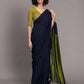 Suta Blue Green Colourblocked Cotton Blend Saree | Swadesiicart