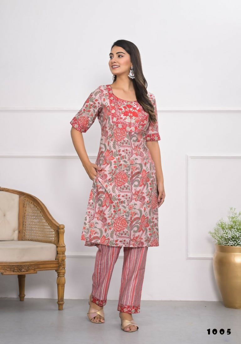 Festive Wear Ethnic Red chanderi Stitched Suit With Dupatta - Anbazaar - Swadesiicart