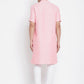 Even Apparels Pink Pure Cotton Men's H/S Kurta With Band Collar | Swadesiicart