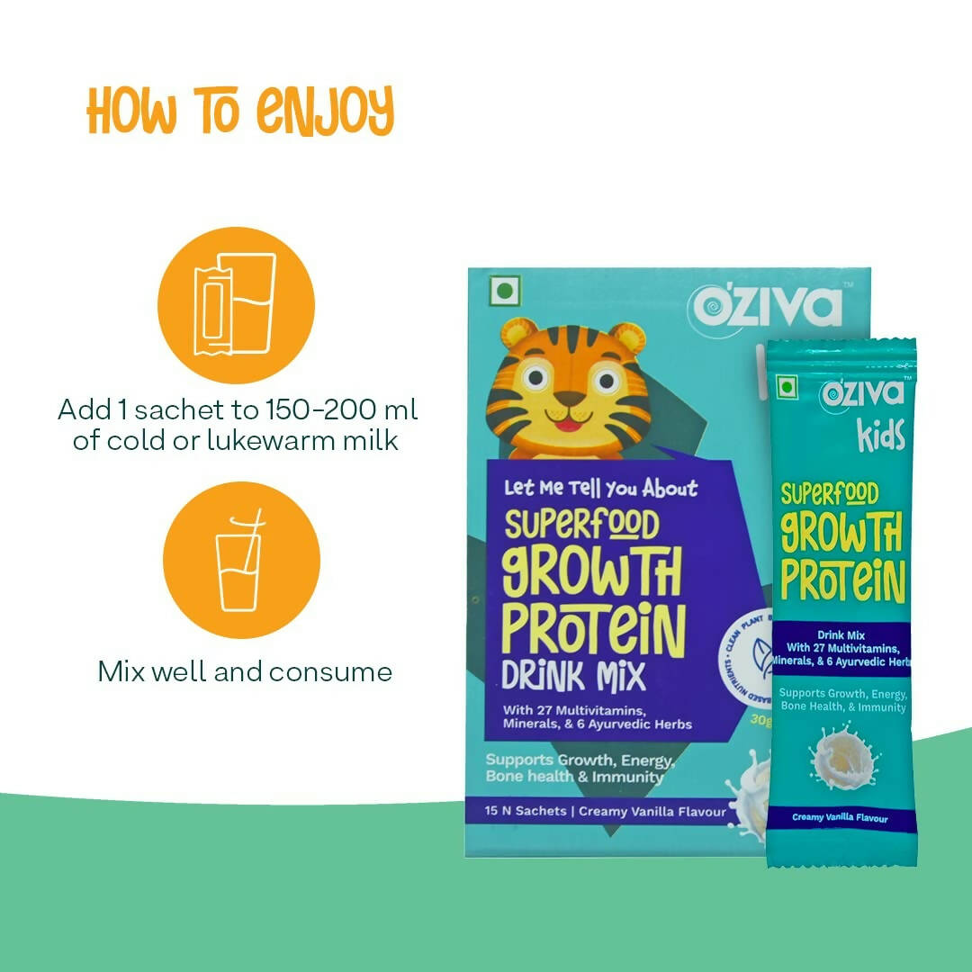 OZiva Kids Superfood Growth Protein Drink Mix | Swadesiicart