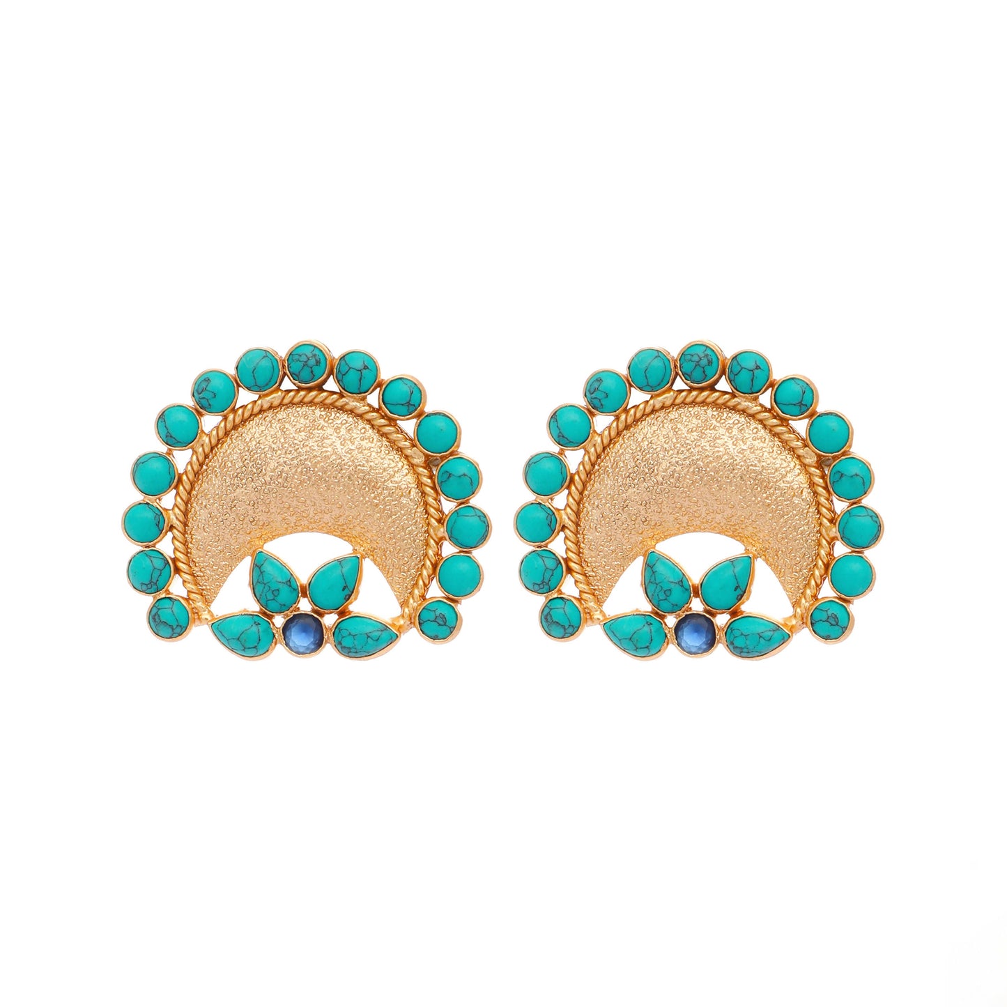 Nuyug Turquoise Crescent Earrings | Swadesiicart