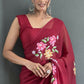 Aayaa Designer 1 min Hand Painted Ready to Wear saree - Maroon | Swadesiicart