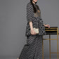 Ahalyaa Women Printed Ethnic Co-Ords - Black Color - Swadesiicart