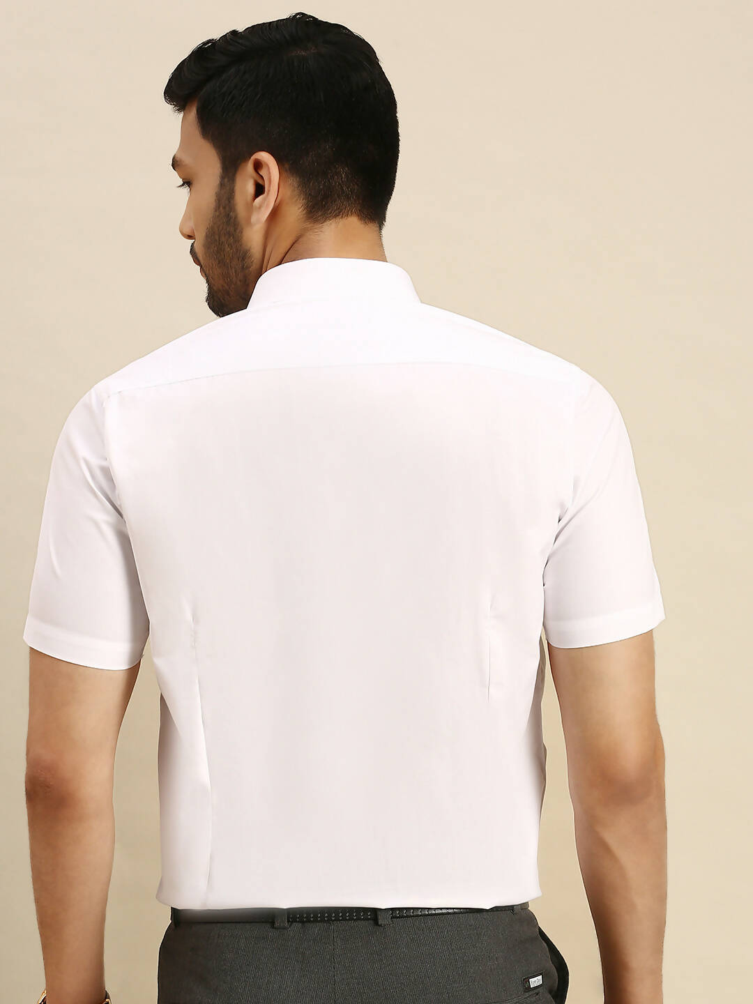 Ramraj Cotton Mens Half Sleeve Formal 100 % Cotton White Shirt | Swadesiicart
