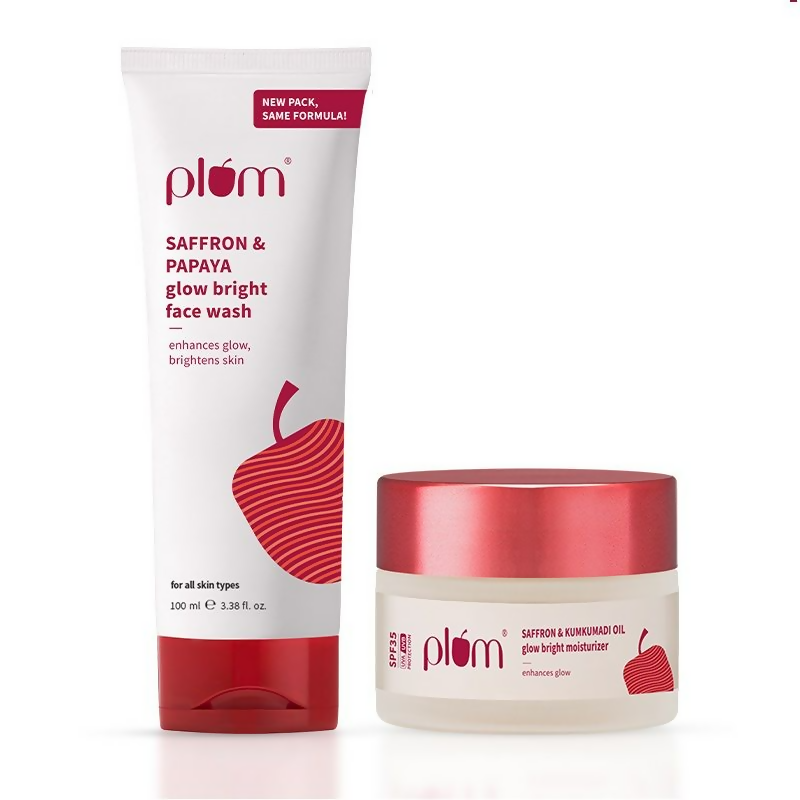 Plum Saffron & Papaya Glow Bright Gel Face Wash and Moisturizer Combo - Swadesiicart
