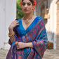 Vishnu Weaves Women's Firozi Silk Woven Saree with Blouse - Swadesiicart