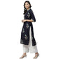 Anubhutee Women's Rayon Embroidered Navy Blue Kurta with Palazzos | Swadesiicart