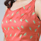 Vastranavya Mint Green & Coral Mandala Print Free Hand Ready to Wear Saree | Swadesiicart