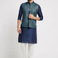 Ethnic India Navy Blue Bundi Men's Jacket Geometric Polyester | Swadesiicart