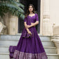 Lorenvalley Purple Pure Chanderi Plain With Zari Weaving Work Border Lehenga Choli | Swadesiicart