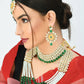 Mominos Fashion Johar Kamal Gold-Polished Rani Haar with Cream Green and Off white Pearls Jewellery Set - Swadesiicart