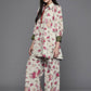 Ahalyaa Women Floral Printed Tunic with Palazzos - Beige Color | Swadesiicart