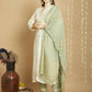 Jyoti Fashion Women's Off White Chanderi Silk Elegant Jardoshi Kurta with Trouser & Dupatta | Swadesiicart