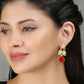 Joban Fashion Women Red Stone Matte Gold Earrings | Swadesiicart
