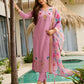 The52 Lavender Women's Gorgeous Embroidered work Viscose Gadhwal Fabric Straight Kurta, Pant and Dupatta Set - Swadesiicart