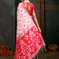 Shree Shyam Fashion Devistuti Red White Linen Cotton Saree