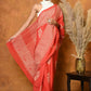 Very Much Indian Handblock Printed Cotton Saree With Natural Dyes - Orange | Swadesiicart