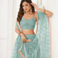 Aastha Fashion Ocean Blue Butterfly Net Tone To Tone Thread Work, Sequence Work And Original Mirror Work Embroidery Wedding Wear Lehenga Choli