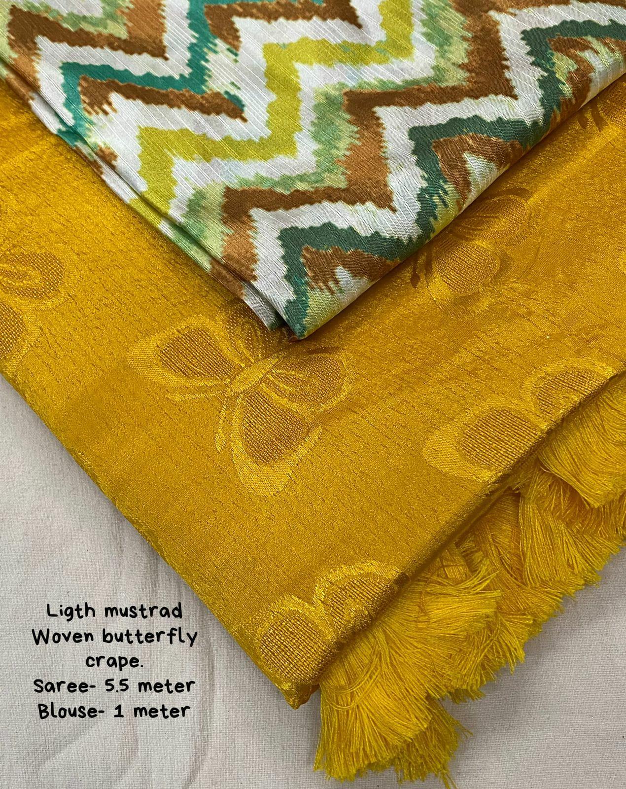 Mustard Silk Blend Ethnic Motifs Saree with Unstitched Blouse - Hiral Fashion | Swadesiicart