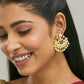 Nuyug 22K Gold-Plated Kundan Stone Studded & Pearl Beaded Moon Chandbalis | Swadesiicart
