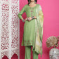 Jyoti Fashion Women's Green Muslin Floral Resham Embroidery Kurta with Trouser & Dupatta | Swadesiicart