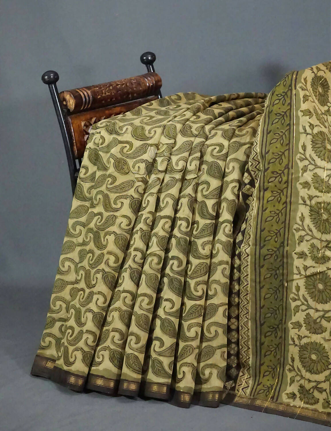 Shades of Heena Green Printed Chanderi Saree for Regular/Office Wear By Gayathri Reddy Designer Studio | Swadesiicart