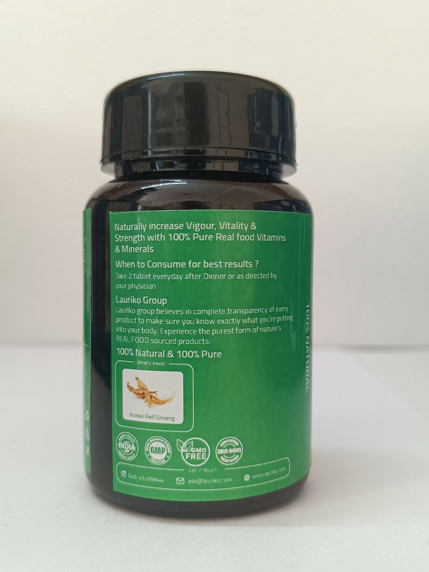 Laurik Koren Red Ginseng 1000Mg Tablets For Men | Natural Plant-Based Supplement For Energy & Stamina | Swadesiicart