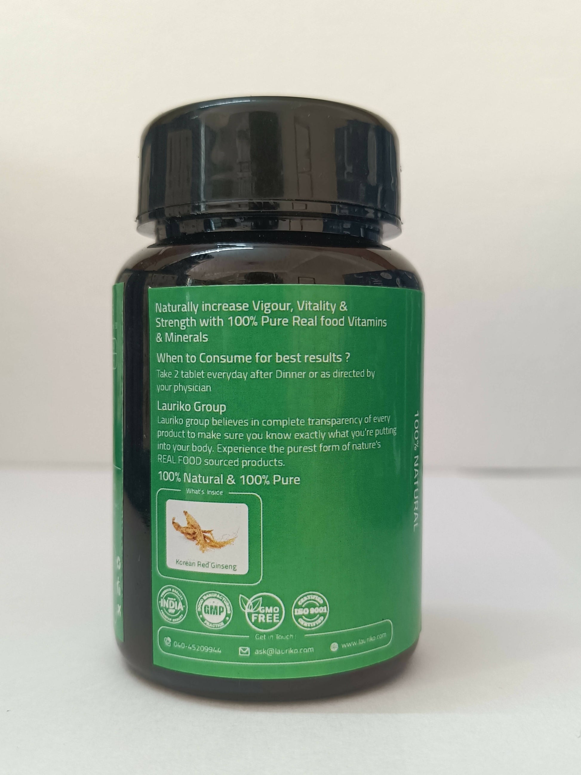 Laurik Koren Red Ginseng 1000Mg Tablets For Men | Natural Plant-Based Supplement For Energy & Stamina | Swadesiicart
