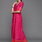Ahalyaa Women's Pink Chanderi Gold Foil Print Dress | Swadesiicart