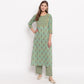 NOZ2TOZ Women's Floral Print Straight Cotton Pista Kurta With Palazzo - Noz2Toz