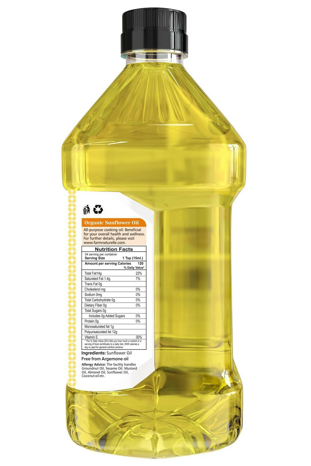 Farm Naturelle Organic Virgin Cold Pressed Sunflower Oil - Swadesiicart