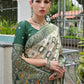 Vishnu Weaves Women's Green Banarasi Silk Patola Zari Woven Saree with Blouse - Swadesiicart