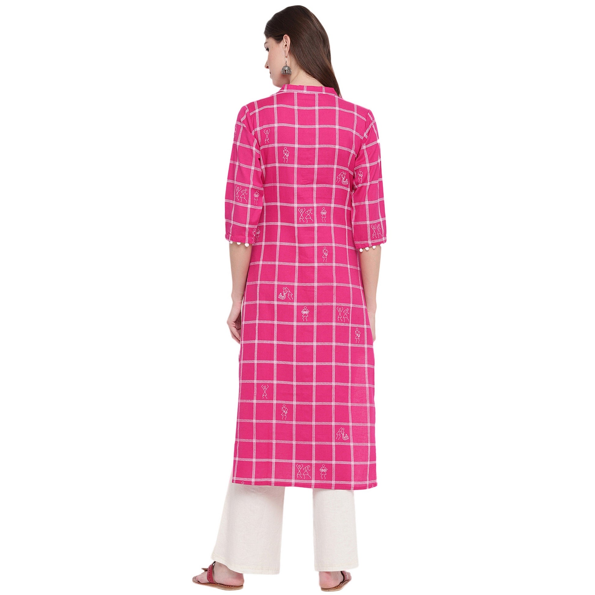 NOZ2TOZ Women Pink Cotton Kurti (1pc) - Swadesiicart
