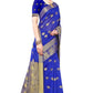 Vamika Banarasi Jacquard Weaving Blue With Gold Print Saree | Swadesiicart