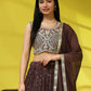 Brown Georgette Embroidered Lehenga choli with Dupatta - Dhara | Swadesiicart