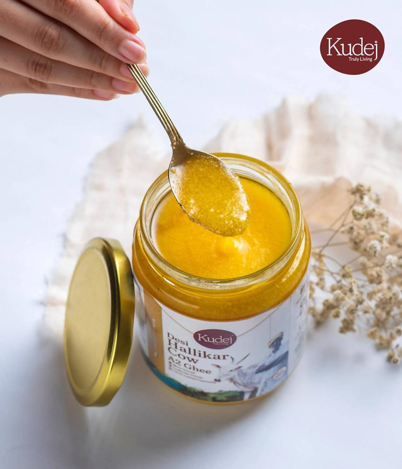 Kudej Desi Hallikar Cow A2 Ghee | Organic Desi Gir Cow Ghee |  Made From Grass Fed Cow's Milk | Swadesiicart