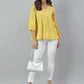 Janasya Women's Yellow Cotton Floral Print Flared Top | Swadesiicart