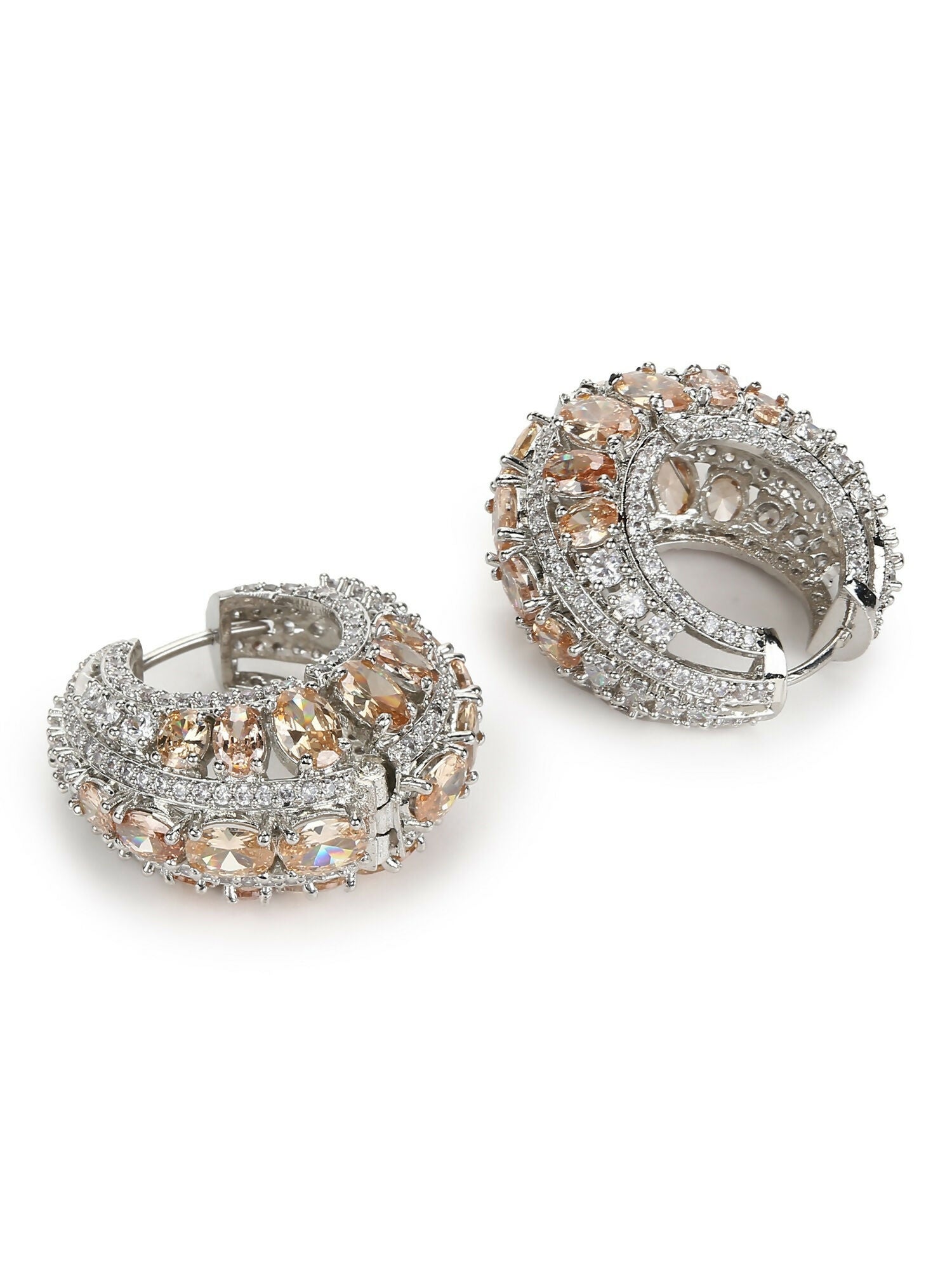 Champagne Stone Loops- Ruby Raang | Swadesiicart