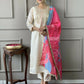 White Viscose Chanderi Stitched Suit With Dupatta - Tanisha | Swadesiicart