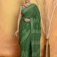 Very Much Indian Handblock Printed Cotton Saree With Natural Dyes - Green | Swadesiicart