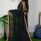 Exclusive Collection Beautiful Khadi Cotton Handloom Saree With Beautiful Zari Border - Black - Swadesiicart