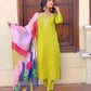 Partywear Designer Viscose Lemon Stitched Suit With Dupatta - Tanisha | Swadesiicart