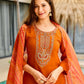 The52 Rust Women's Gorgeous Embroidered work Rayon Fabric Straight Kurta, Pant and Dupatta Set - Swadesiicart