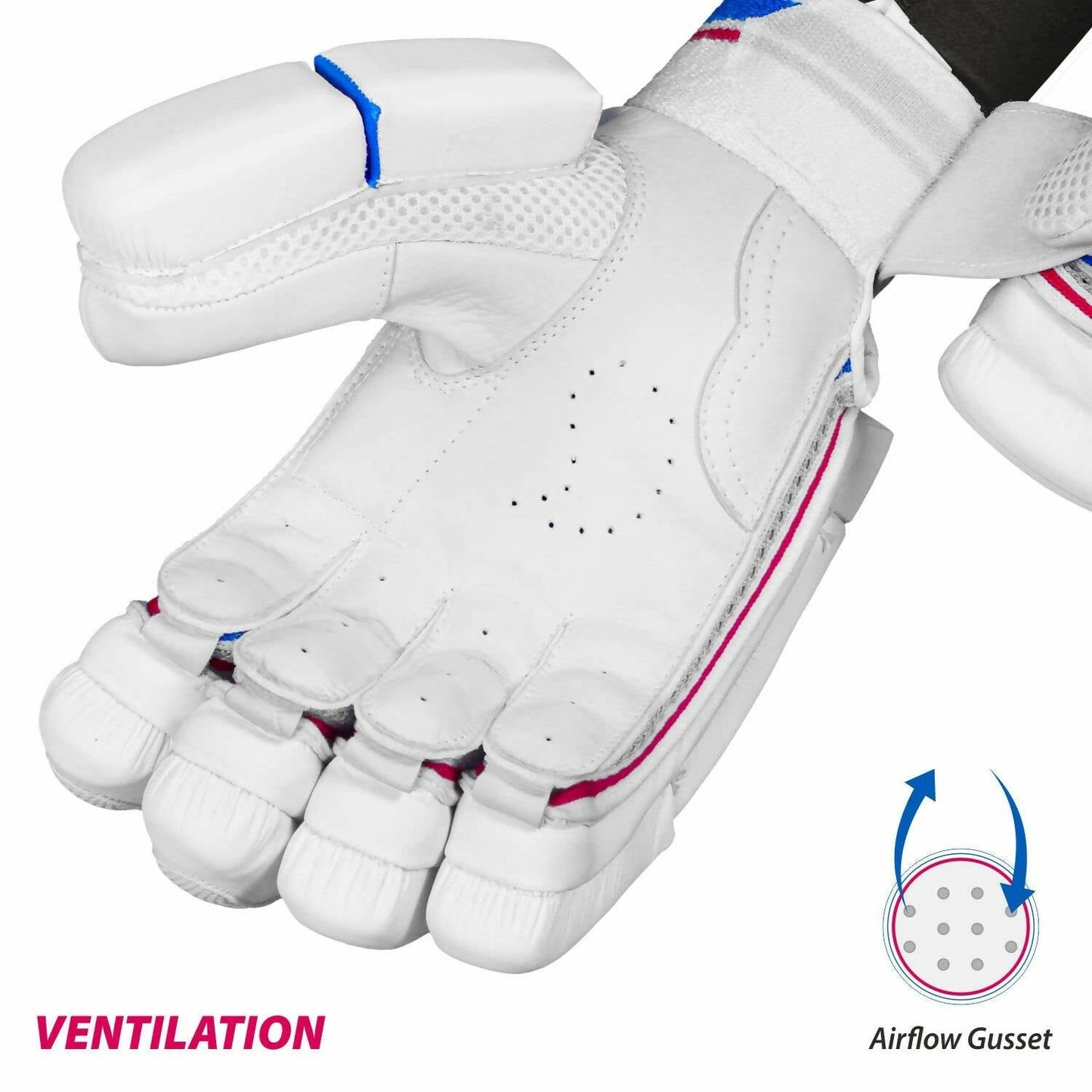 DSC Intense Frost Leather Cricket Batting Gloves for Mens - Right Hand, White, One Size - Swadesiicart