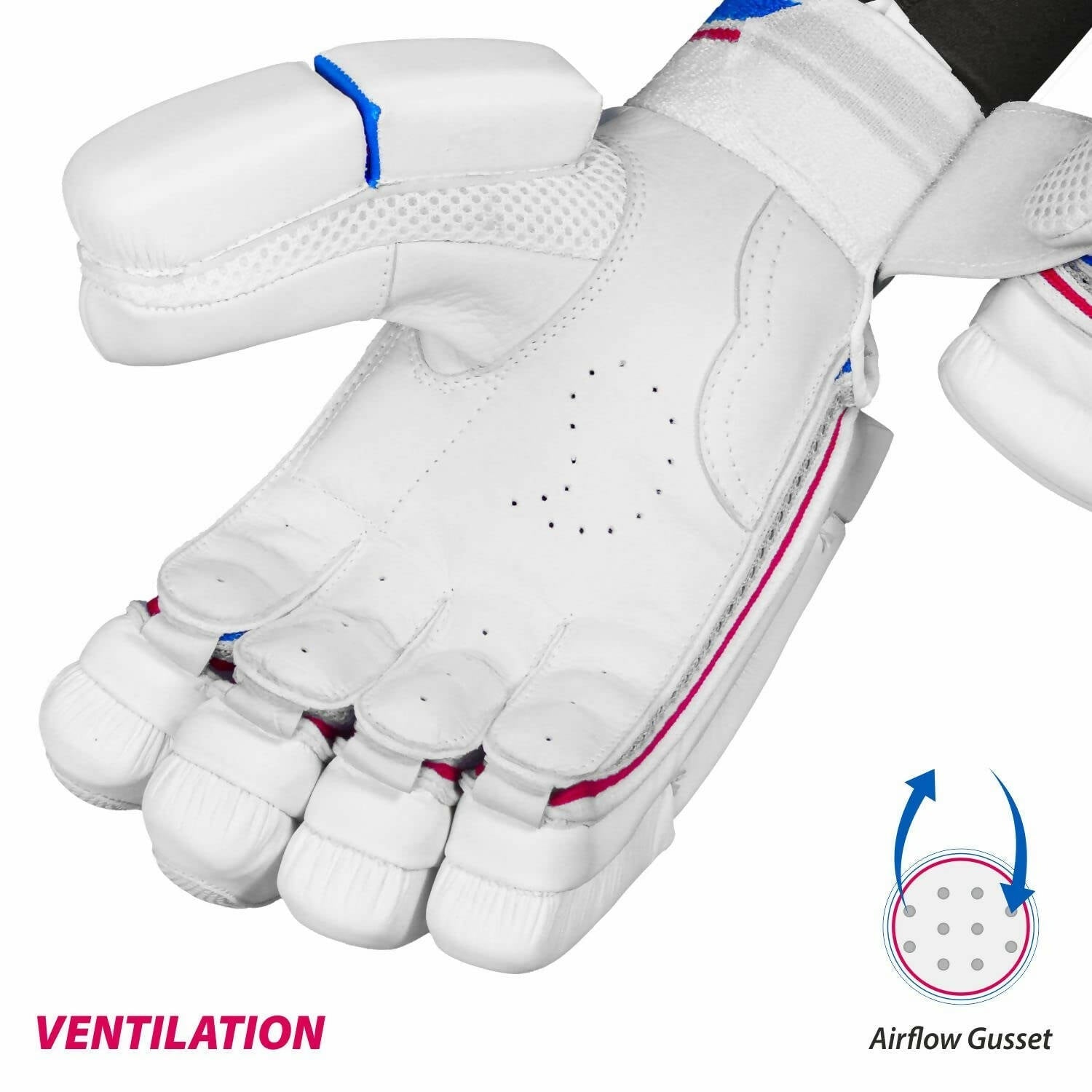 DSC Intense Frost Leather Cricket Batting Gloves for Mens - Right Hand, White, One Size - Swadesiicart