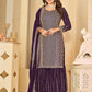 Mesmeric Purple Faux Georgette Palazzo Suit with Embroidery - Emponline | Swadesiicart
