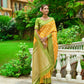 Vishnu Weaves Women's Yellow Handloom Raw Silk Zari Woven Saree with Blouse - Swadesiicart