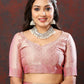 Lorenvalley Fashion Pink Cotton Woven Design with Zari Weaving Design Saree - Swadesiicart