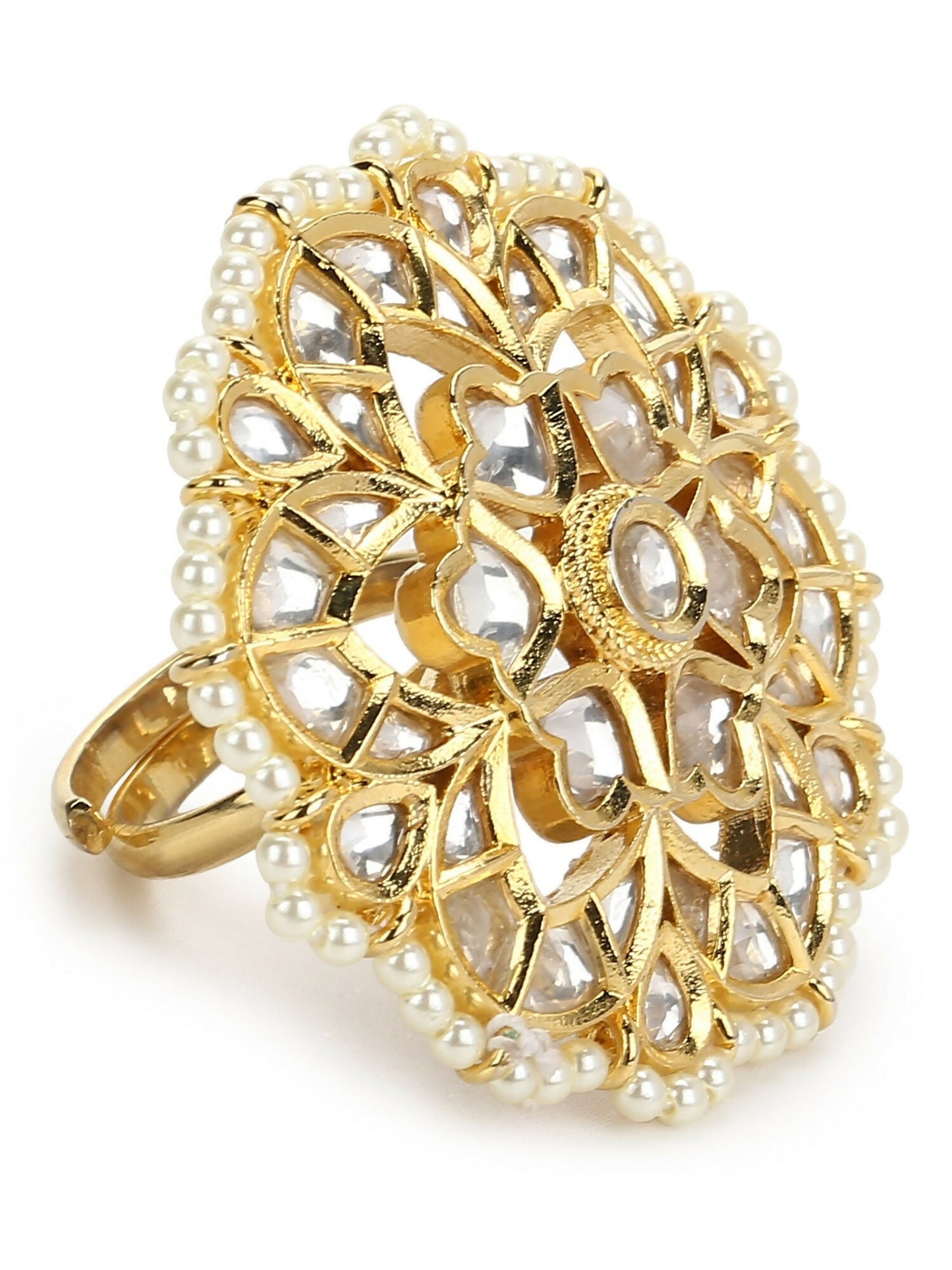 Oversized Kundan Ring- Ruby Raang | Swadesiicart